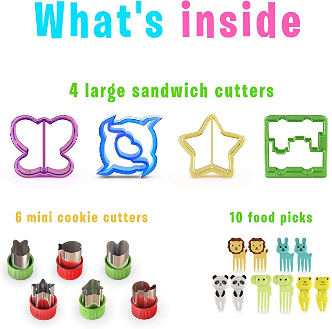 Bento Box Accessories - Crustable Sandwich Cutters for Kids - Food Picks -  Silic